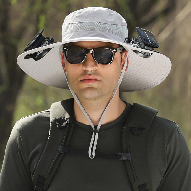 Nieuw binnen Ventilator Zonne-energie Oplaadbaar Sterke Windkracht Zomerzonnebrandcrème Visser Zonnescherm Pet Hoed Mannelijk Buiten Oversized_voghion.com
