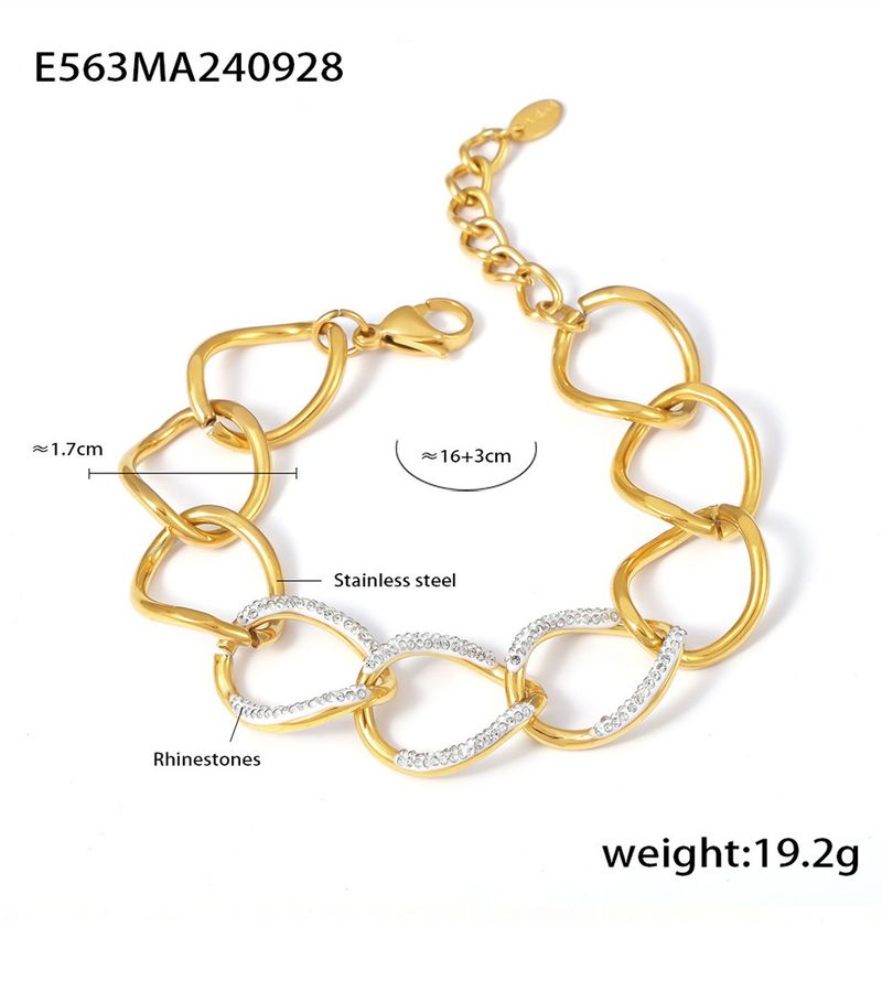 Women's Jewelry Geometric Link Bracelet In Stainless Steel With Rhinestones, Punk Style Interlocking Chain Everyday Wear Diamond Interlocking Chain_voghion.com