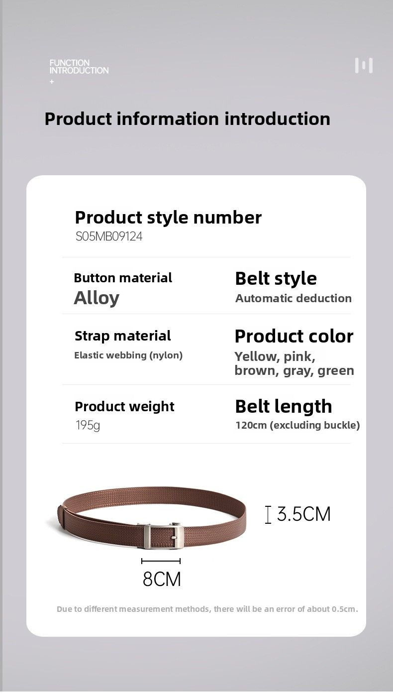 Herren-Gürtel aus nicht porösem Nylon-Canvas mit zahnloser Automatikschließe, gewebter Jeansgürtel, Freizeitgürtel, Businessgürtel, Studentengürtel_voghion.com