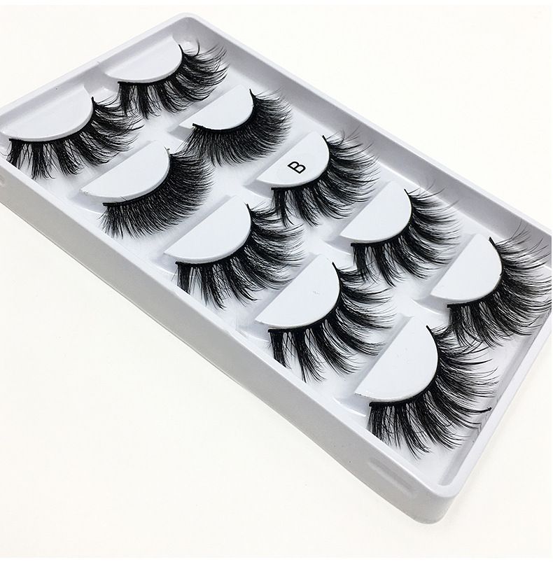 Lash extension set 5 Pairs of natural fiber false eyelashes Multi-layer three-dimensional eyelashes thick curl false eyelashes_voghion.com