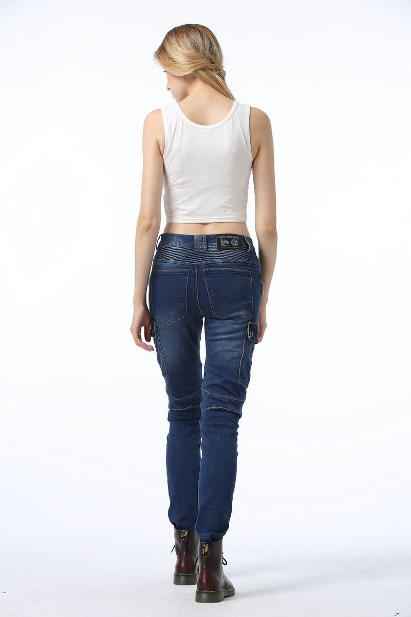 Jeans elasticizzati da motociclista da donna - Pantaloni da motociclista per tutte le stagioni con protezione per le ginocchia, denim ad alta elasticità per la guida fuoristrada e in città (nero/blu/verde)_voghion.com