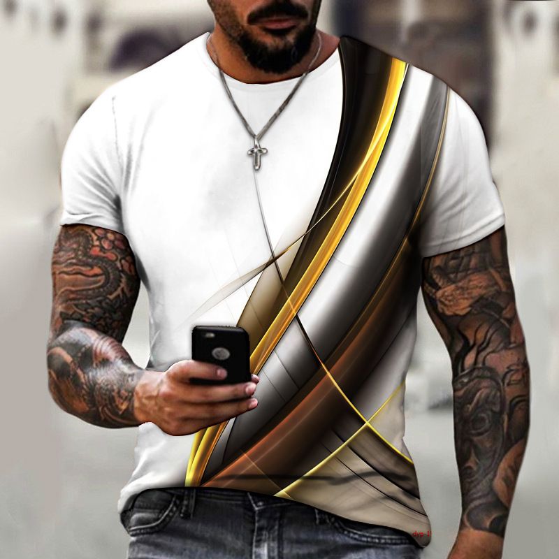 Maglietta estiva da uomo di qualità imbattibile, a maniche corte, alla moda, casual e con personalità 3D._voghion.com