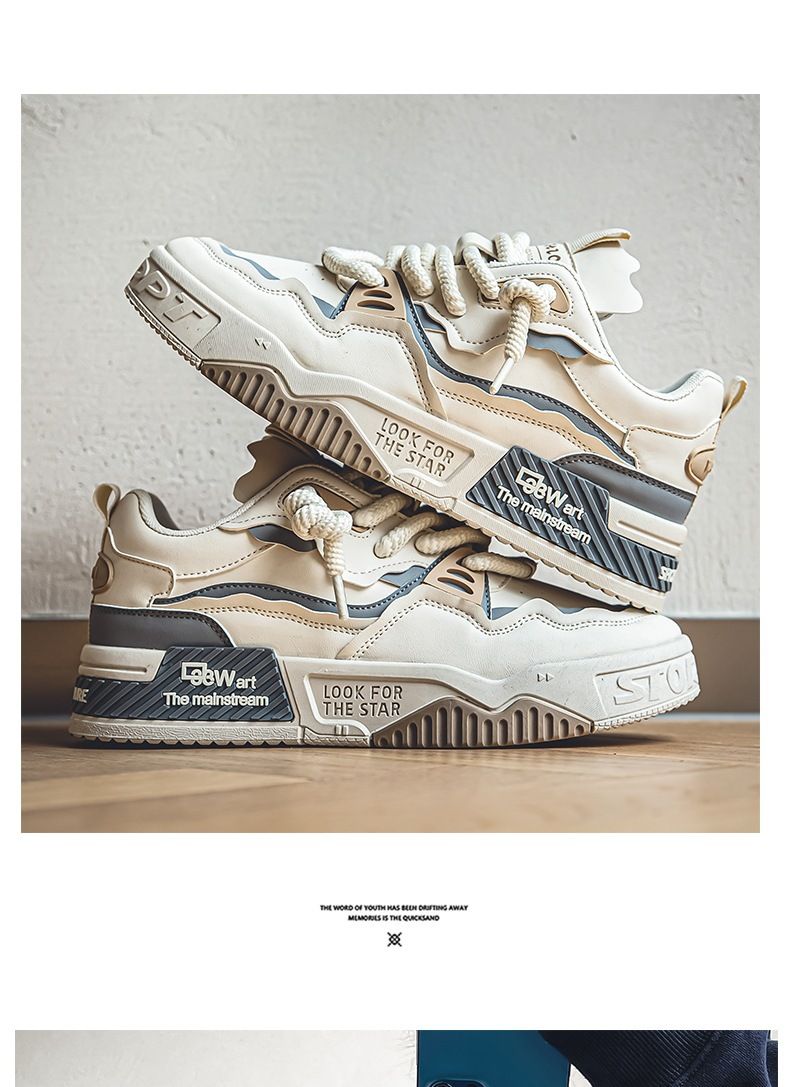 001 2024 Spring New Breathable Sneakers Comfortable Men's Versatile Student Thick-Soled Sports Casual White Shoes Ins Trend_voghion.com