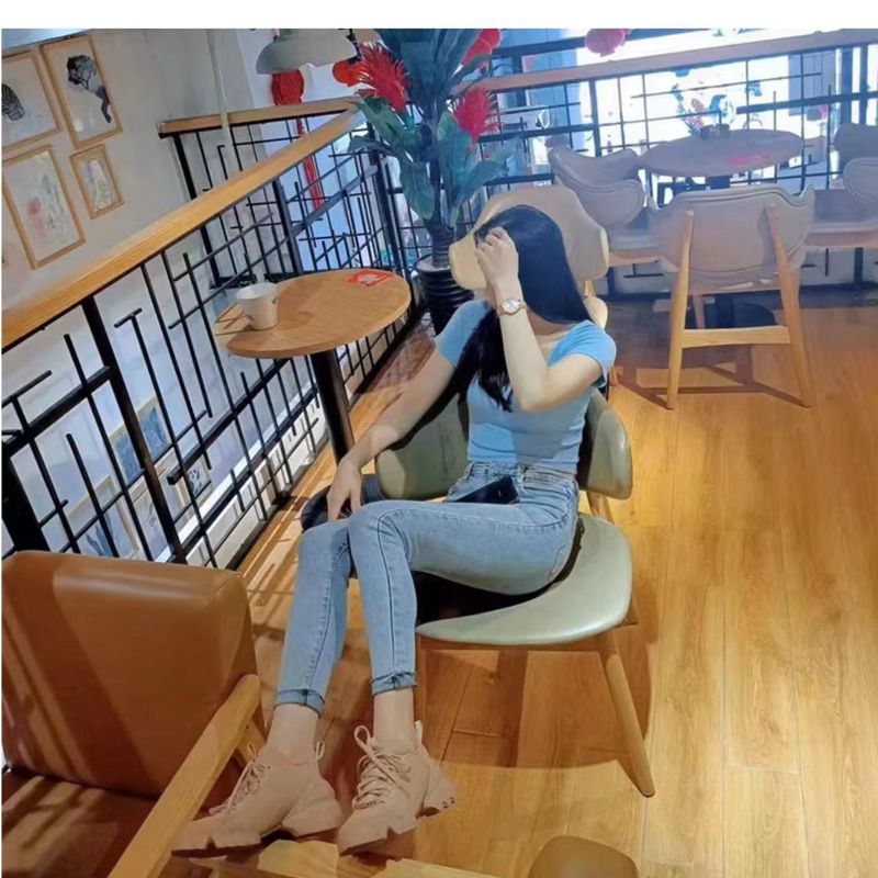 Trendy D Brand Dad For Women Liu Wen Same Style Platform Height Increasing Thick Sole Sports Casual Apricot Single_voghion.com