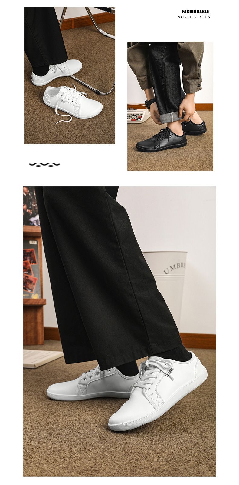 Scarpe casual da uomo nuove, larghe, a piedi nudi, leggere, con suola morbida, sportive all'aperto, basse, allacciate in pelle_voghion.com