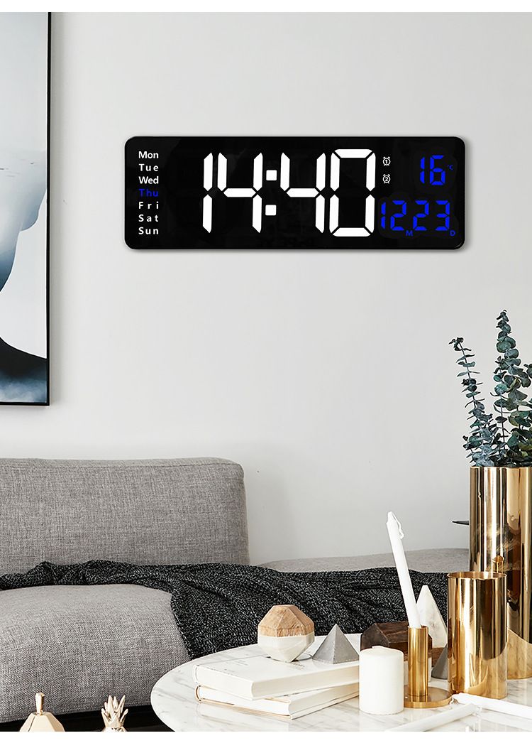 Relógios de parede de 16 polegadas com tela grande e função de exibição digital simples para sala de estar_voghion.com