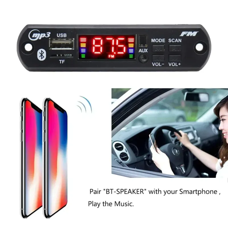 12V DIY Bluetooth 5.0 MP3-decoderbord 80W 50W versterker audiospeler auto FM-radiomodule TF USB-microfoon oproeprecorder_voghion.com