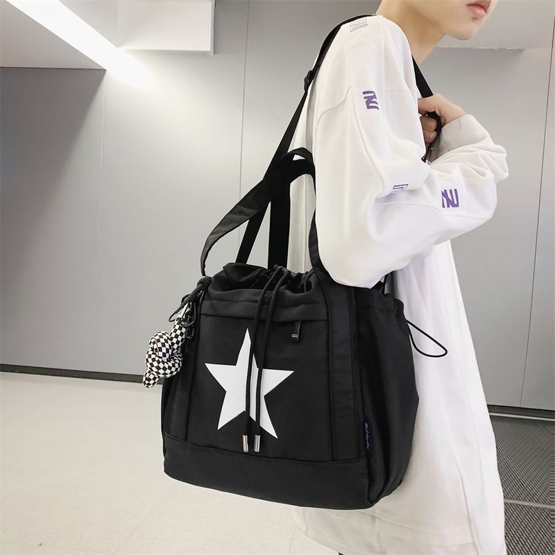 Pentagram Prints Nylon Fabric Crossbody Bags For Women Splash-proof Unisex Handbag Big Capacity Shopper Shoulder Bucket_voghion.com