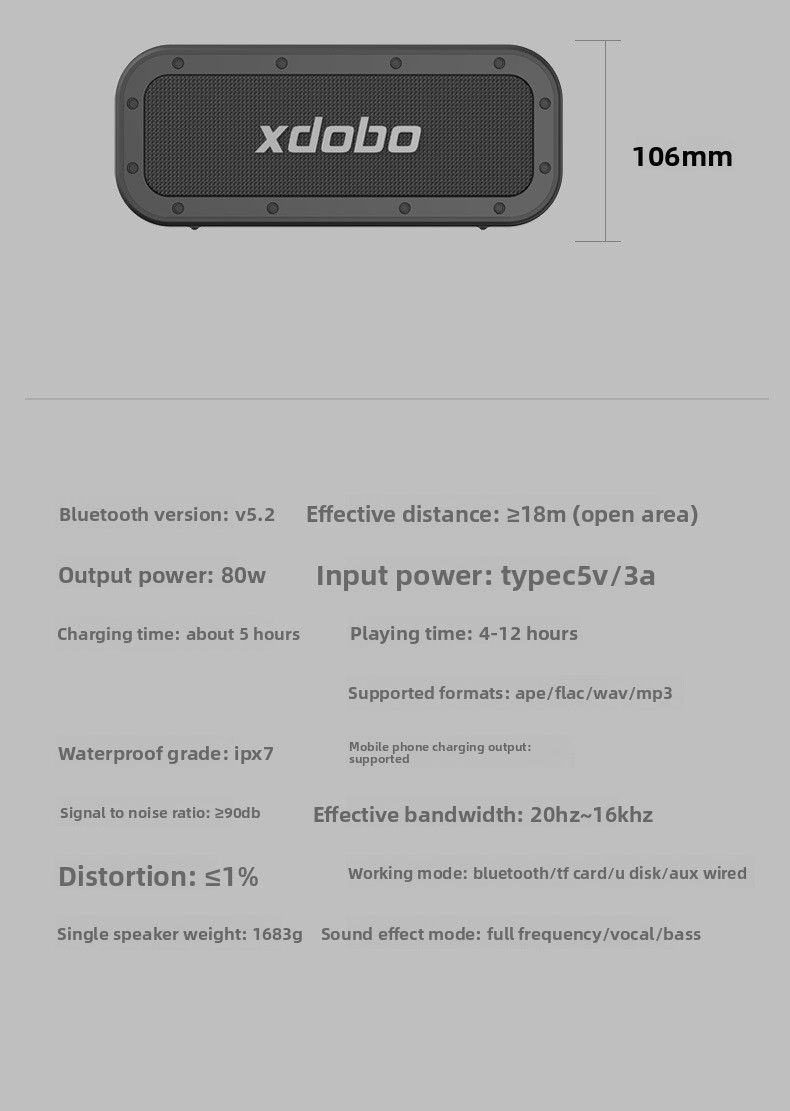 【High Quality】 Xidobao Xdobo1983plus Bluetooth Speaker Outdoor Portable Subwoofer 80W High Power Home Audio_voghion.com