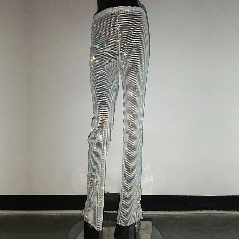Maglietta da pesca con strass, a maniche lunghe, girocollo, leggera e di lusso, da donna, con look scintillante, alla moda e di tendenza._voghion.com