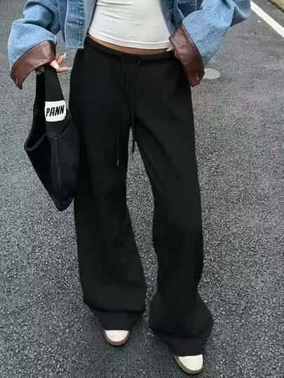 Retro Düşük Bel Eşofman Altı - Düşük Paça ve Bağcıklı, Günlük Giyim İçin Ultra Yumuşak ve Şık, Vintage Esintili Eşofman Altı_voghion.com