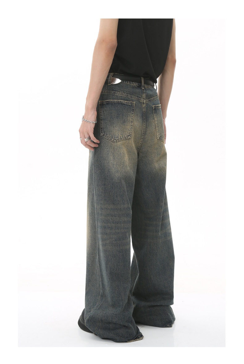 Vêtements pour hommes 2025 Nouveau jean ample à jambe large style Hong Kong vintage_voghion.com