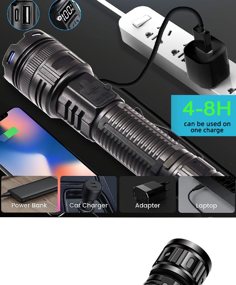 Cross-Border Neuer tragbarer LED-Stiftclip mit hoher Helligkeit, Multifunktions-Außenfunktion, Schnellladefunktion und digitalem Notfalldisplay_voghion.com