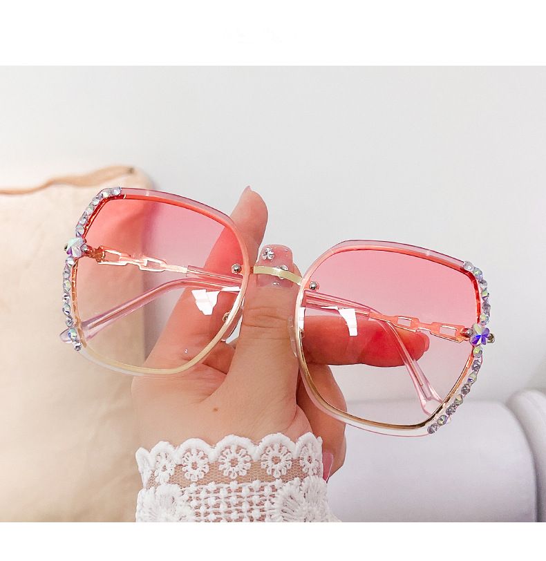 Modische randlose Sonnenbrille mit Strass-Dekor für Damen und Herren, lässige Farbverlaufsbrille für Sommer-Strandpartys, UV400_voghion.com