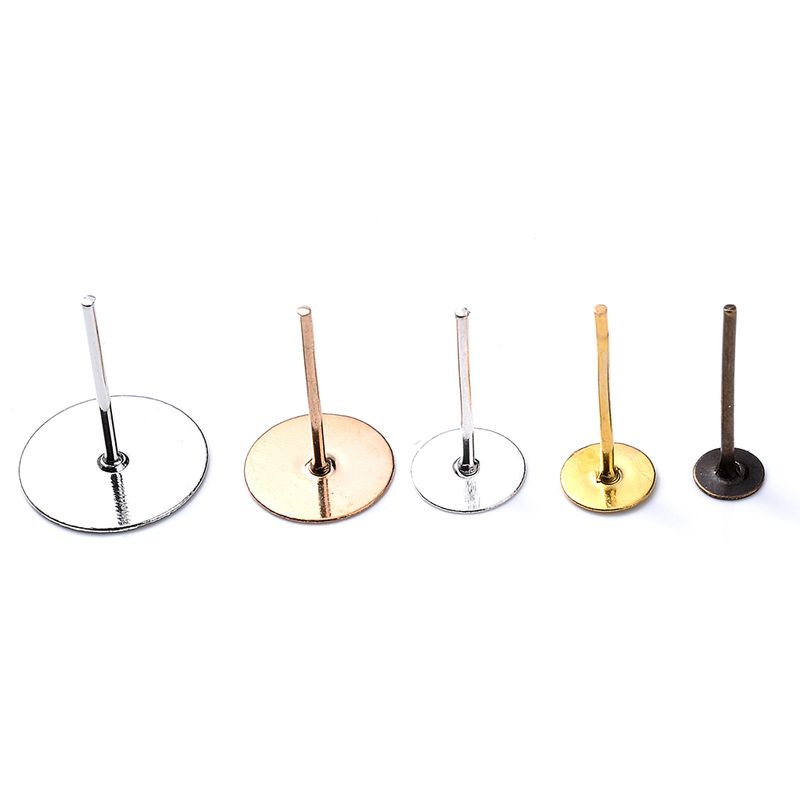 Base per orecchini a forma di garofano in acciaio inossidabile, bullone piatto rotondo per orecchini fai da te, 100 pezzi/suono_voghion.com