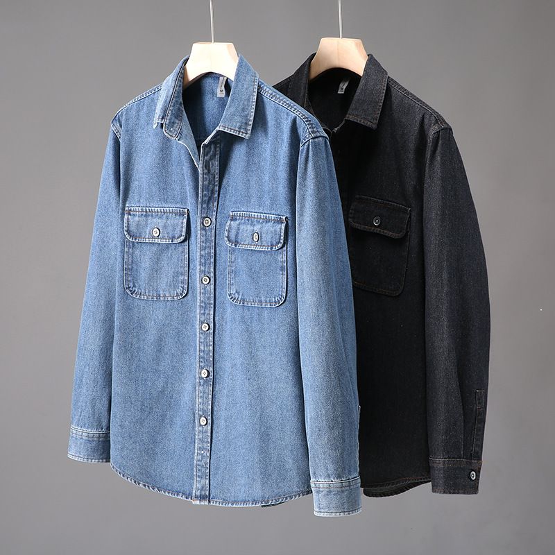 Arbeitskleidung Langarm Jeanshemd Herren Loose Casual Frühling Herbst Neue Hemdjacke Herrenmode_voghion.com