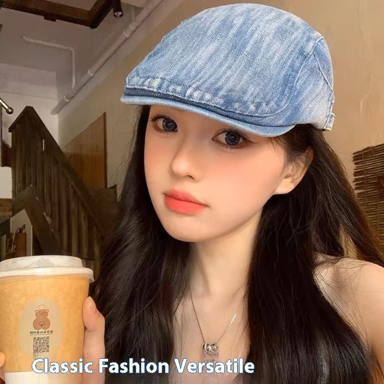 Japanese cowboy beret men and women adjustable head circumference forward cap fashion cap female British retro hat_voghion.com