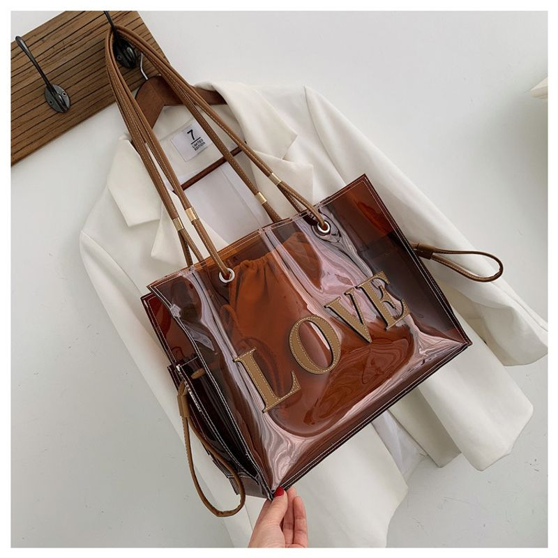 Borsa a tracolla grande capacità trasparente in gelatina, alla moda, grande, 2024, nuova borsa coreana per le donne_voghion.com