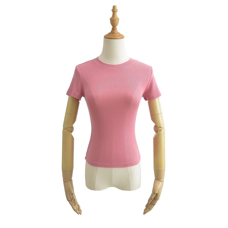 Spring New Women's Round Neck Pullover Slim Fit T-shirt Top C76179_voghion.com