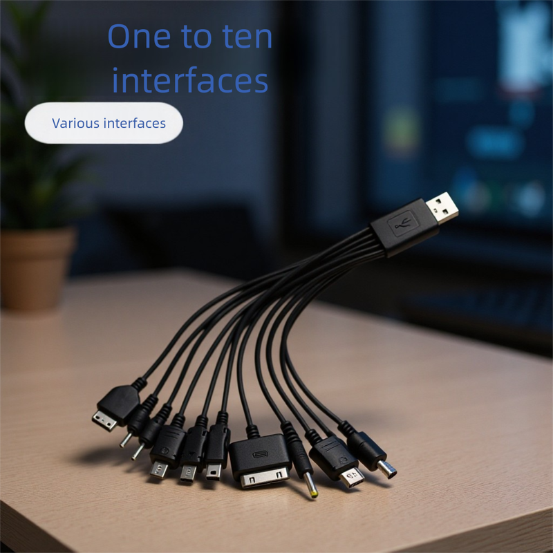 1-to-10 Charging 10-in-1 Data Solar Outdoor Multi-Function Emergency X-Line Universal USB Cable_voghion.com
