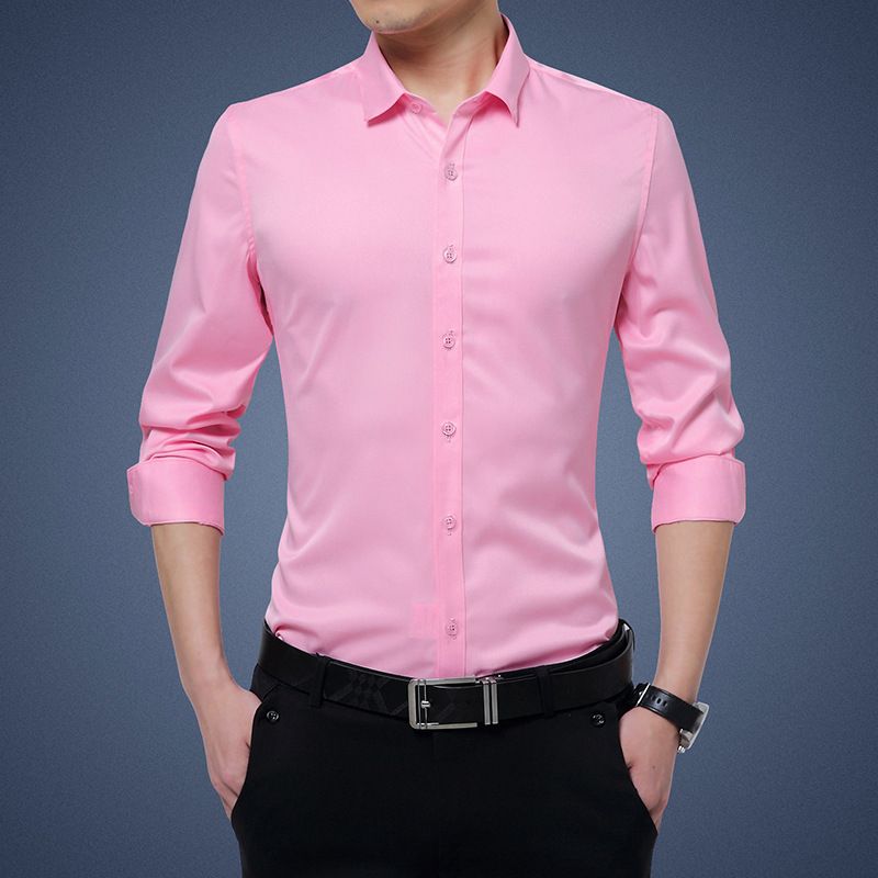 Camicia da uomo elasticizzata CT Dichuangzhe 6615 a maniche lunghe, vestibilità slim, stile coreano, antipiega, non stirabile, modello 2025_voghion.com