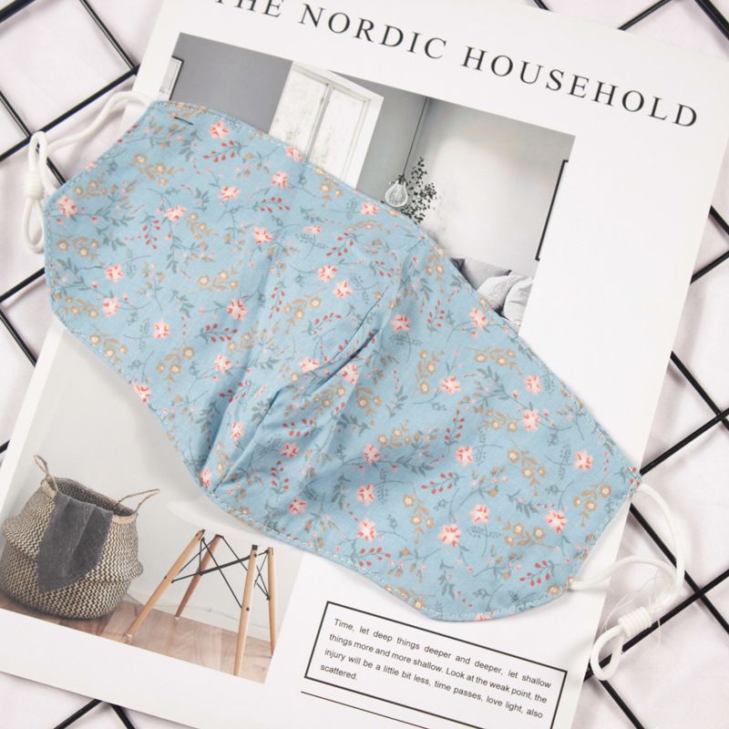 Klein vers bloemenpatroon Dubbellaags ademend verstelbaar stofmasker voor vrouwen_voghion.com