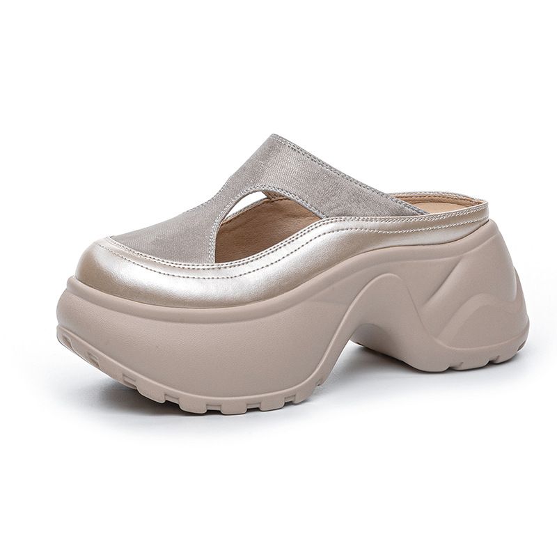 Small Thick-soled Bag Head Slippers Female One Pedal Lazy Wear Casual Versatile Cool Slippers_voghion.com