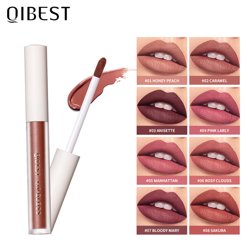 QIBEST Velvet Mist Matte Moisturizing, Staying Cup Glaze, Non fading Honey Lip Gloss_voghion.com