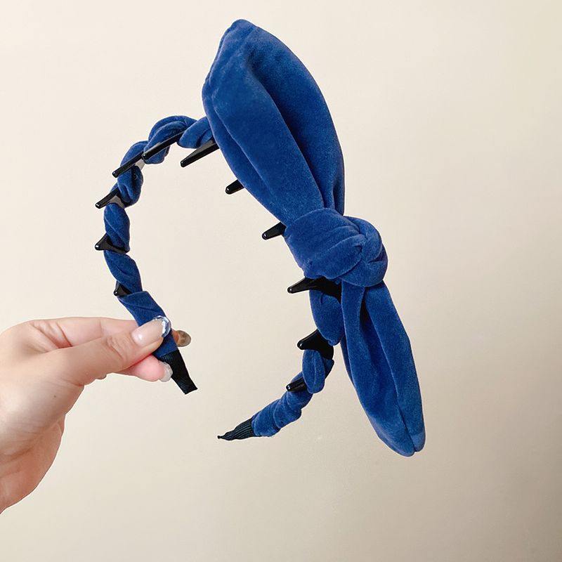 Nuove dolci orecchie da coniglio larghe per donne giapponesi e coreane, versatile fascia per capelli in velluto tinta unita con fiocco, accessori per capelli_voghion.com