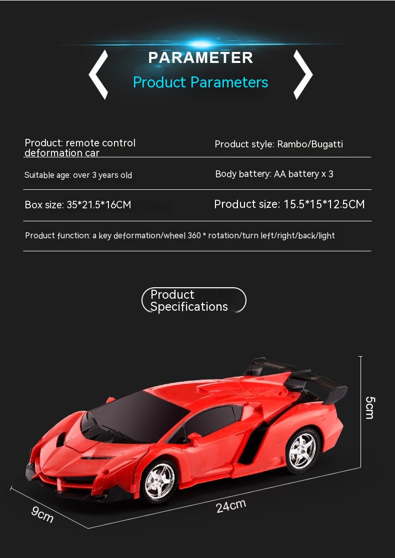 Remote One Click Deformation Car, Diamond Wireless Remote Control Car Robot, Charging Dynamic Boy And Children's Toys_voghion.com