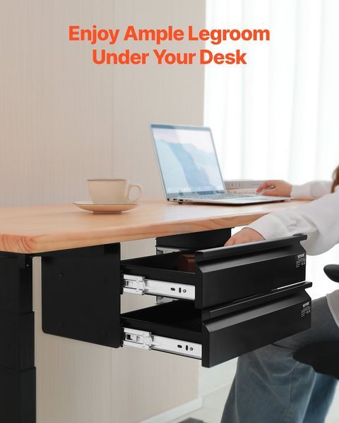 2 Drawer 16' Under Desk Drawer Organizer Slide-out Drawer Space Saver Office_voghion.com