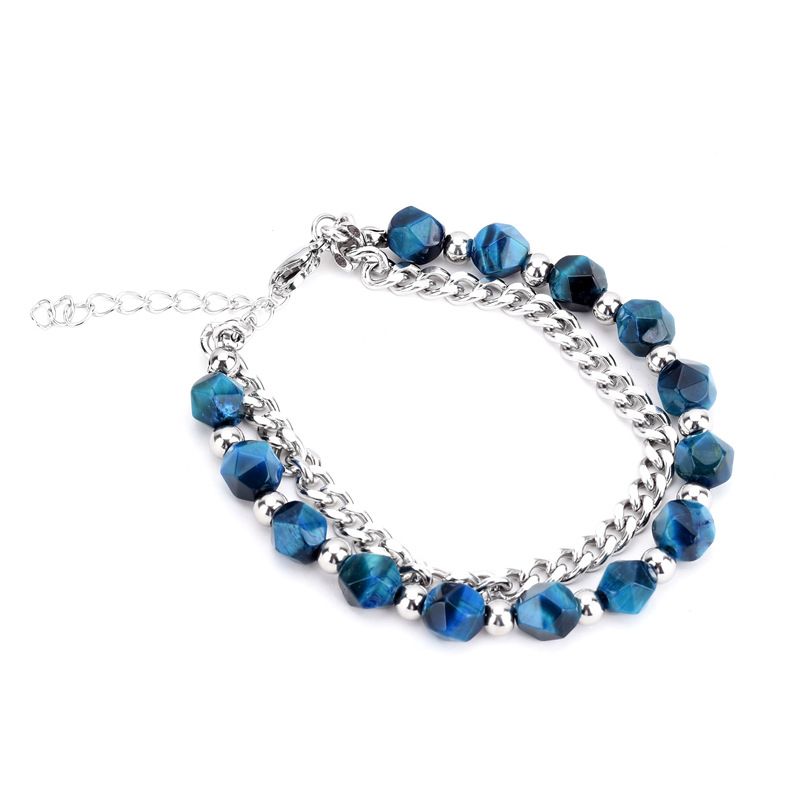 Zweifarbiges Eckperlenarmband aus Titanstahl mit Jade-Verzierung, doppellagig, elegant, hochwertig und edel, Unisex_voghion.com