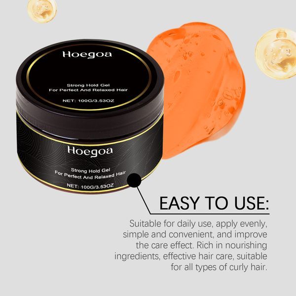 Hoegoa Hair Styling Gel, Moisturizing And Curing Natural Refreshing Styling Gel For Lazy Hair Types With Curly Hair_voghion.com