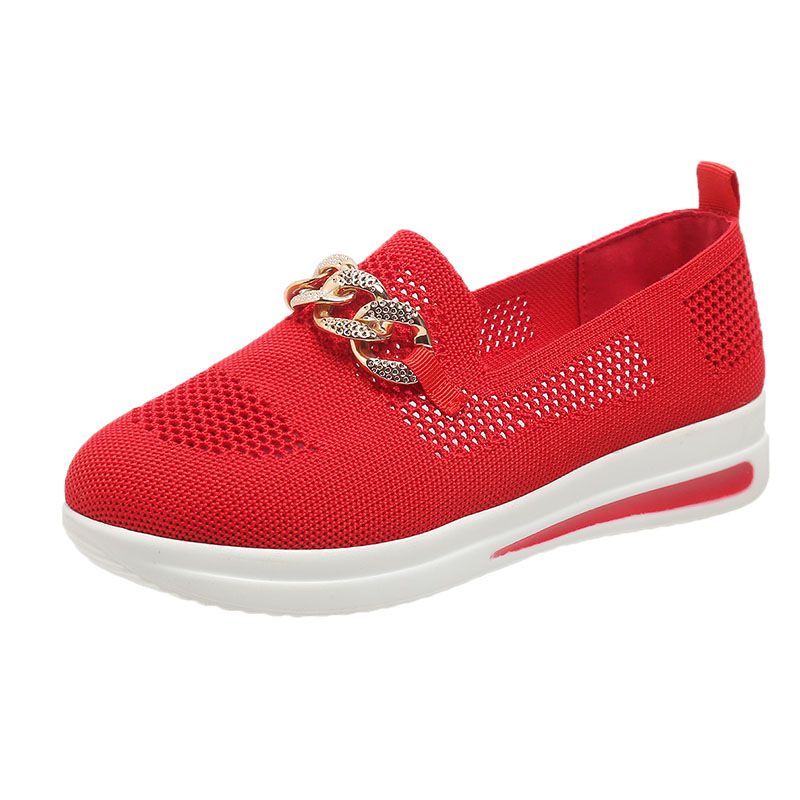 2025 Spring New Mesh Shallow Mouth Solid Color Round Head Chain One Step Stepping Large Sports And Leisure Single Shoes_voghion.com