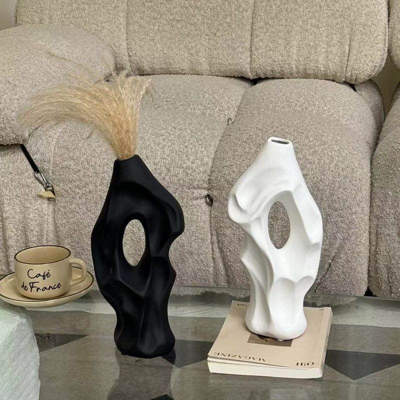 Vintage Floor Ornament Design Sense High-end New Chinese Style Niche Home Simple Ceramic Dried Flower Arrangement Vase_voghion.com