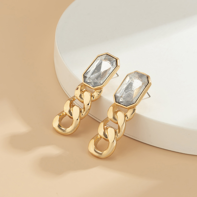 Yamaler 1 Paar baumelnde Quastenkette, quadratische Form, Kunstedelstein, hohle Ohrringe für Party_voghion.com