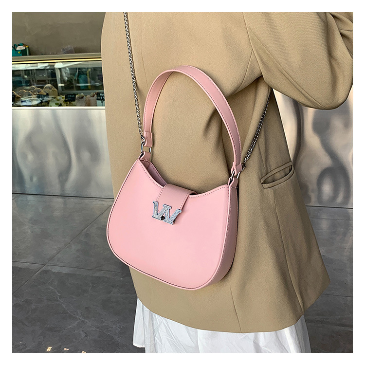 Factory Wholesale 2023 New Homeless Bag Women's Single Shoulder Messenger bag Crescent handbag rhinestone buckle armpit bag_voghion.com