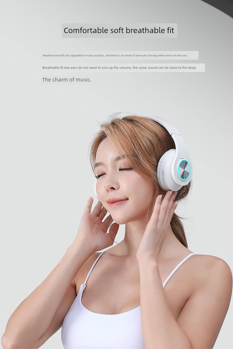Svijetleće Bluetooth slušalice za montažu na glavu, jaki bas, visoka kvaliteta zvuka, bežične sportske slušalice za igranje mobilnih poziva_voghion.com