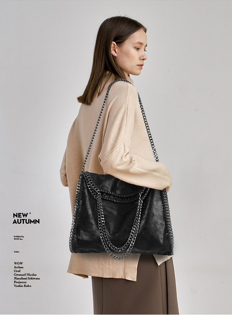 Vintage Schëllertaschen Nei Grouss Täsch Stella Stack Chain Bag Portable Schëllertasch Damentasch Europäesch an Amerikanesch Moud M Deeselwechte Stil_voghion.com