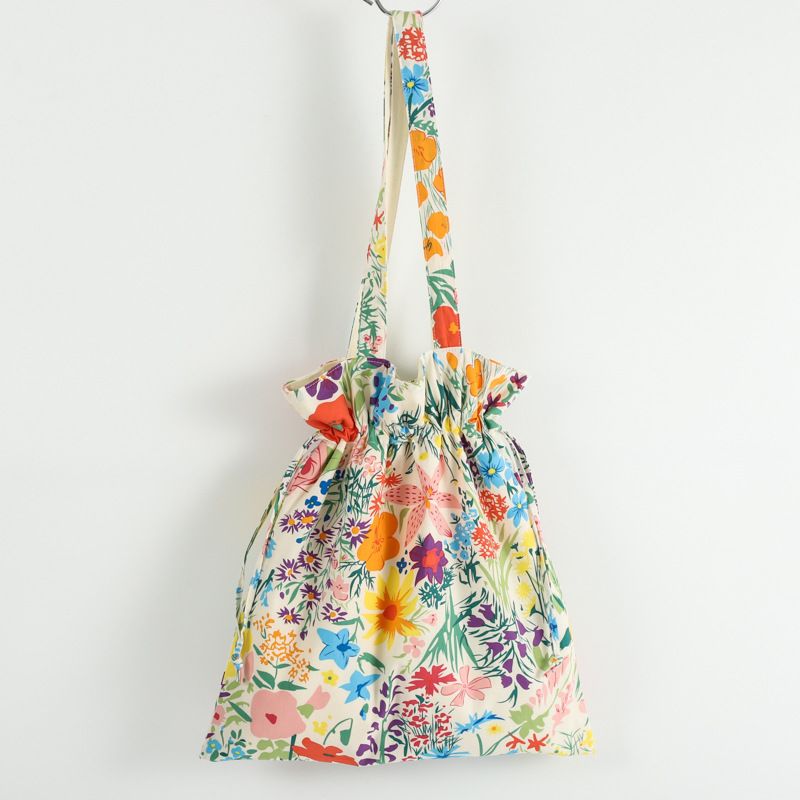 2025 New Printed Canvas Shoulder Fresh Style Cloth Student Commuter Large Capacity Small Floral Cotton Bag_voghion.com