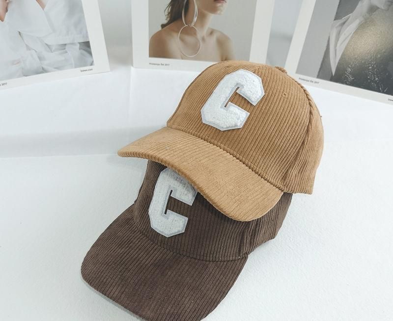 Klassische Cord-Baseballkappe – Unisex-Dad-Cap mit gesticktem „C“, sportlicher Retro-Stil für Damen und Herren_voghion.com