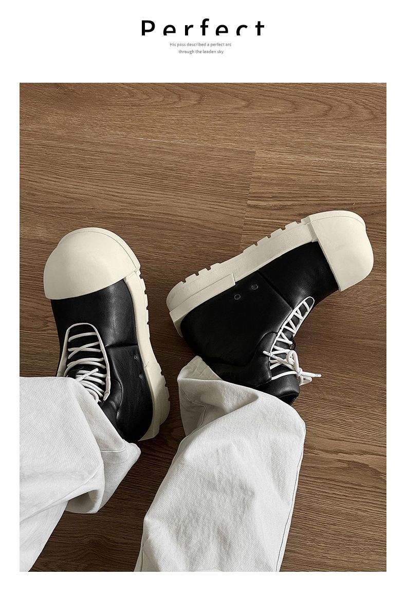 Herrenschuhe Big Head High Top Schuhe Männer und Frauen Dicke Unterseite Erhöhung Martin Stiefel Nischen High Street Style Board Schuhe Paar Brot Schuhe_voghion.com
