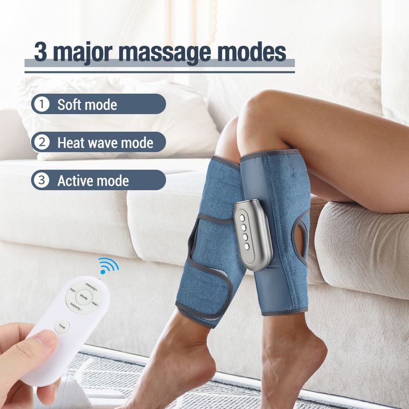Almohadillas de compresión calientes portátiles con control remoto inalámbrico para pantorrillas, masajeador de pies con presión de aire para amasar y relajar los músculos de las piernas_voghion.com