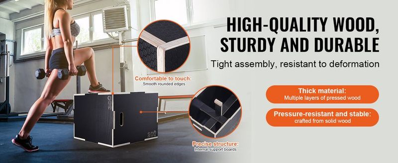 VEVOR 3 In 1 Plyometric Jump Box, 30/24/20 Inch Wooden Plyo Box, Platform & Jumping Agility Box, Anti-Slip Fitness Exercise Step Up Box For Home Gym Training, Conditioning Strength Training, Black_voghion.com