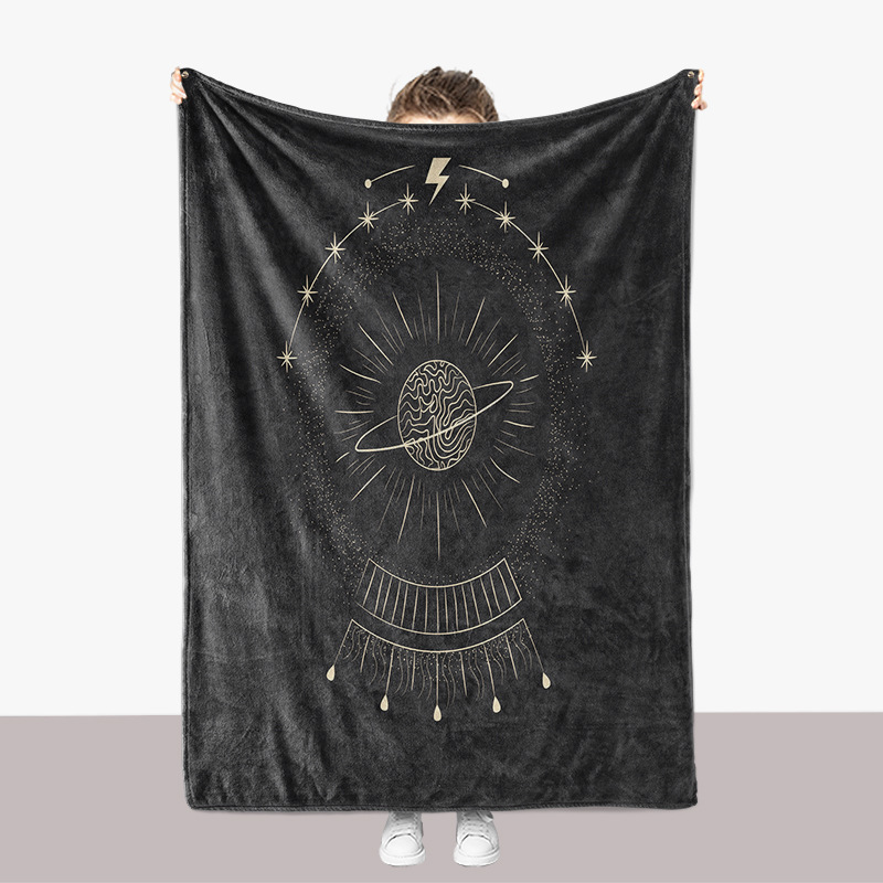 Coperta ispessita per divano in flanella stampata in 3D della serie Universe Moon Sun_voghion.com