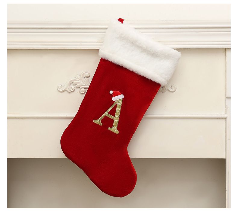 Personalisierte Weihnachtsbuchstaben für Strümpfe – Große rote Festtagssocken mit Alphabet für Baumschmuck und weihnachtliche Heimdekoration_voghion.com