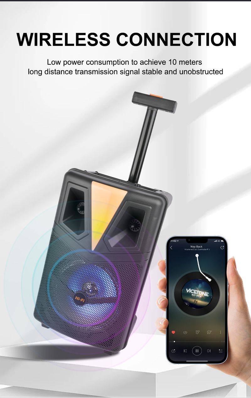 ZQS8157 Altoparlante Bluetooth wireless per performance audio di danza quadrata all'aperto K Song con microfono_voghion.com