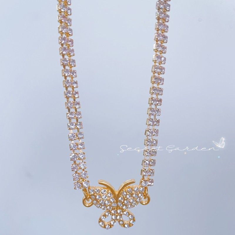 Unique Creative Butterfly Beach Jewelry For Women Ins Simple Double Row Inlaid Anklet Wholesale_voghion.com