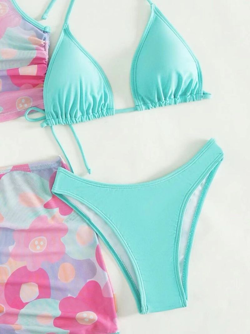 Seksowny czteroczęściowy zestaw bikini dla kobiet z nadrukiem z siatki_voghion.com