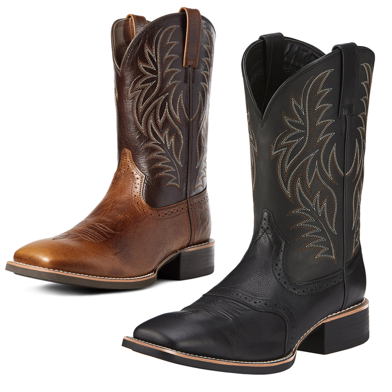 Pantofi bărbătești cu broderie retro sculptată, cu cap lat, cizme western de cowboy, model înalt_voghion.com